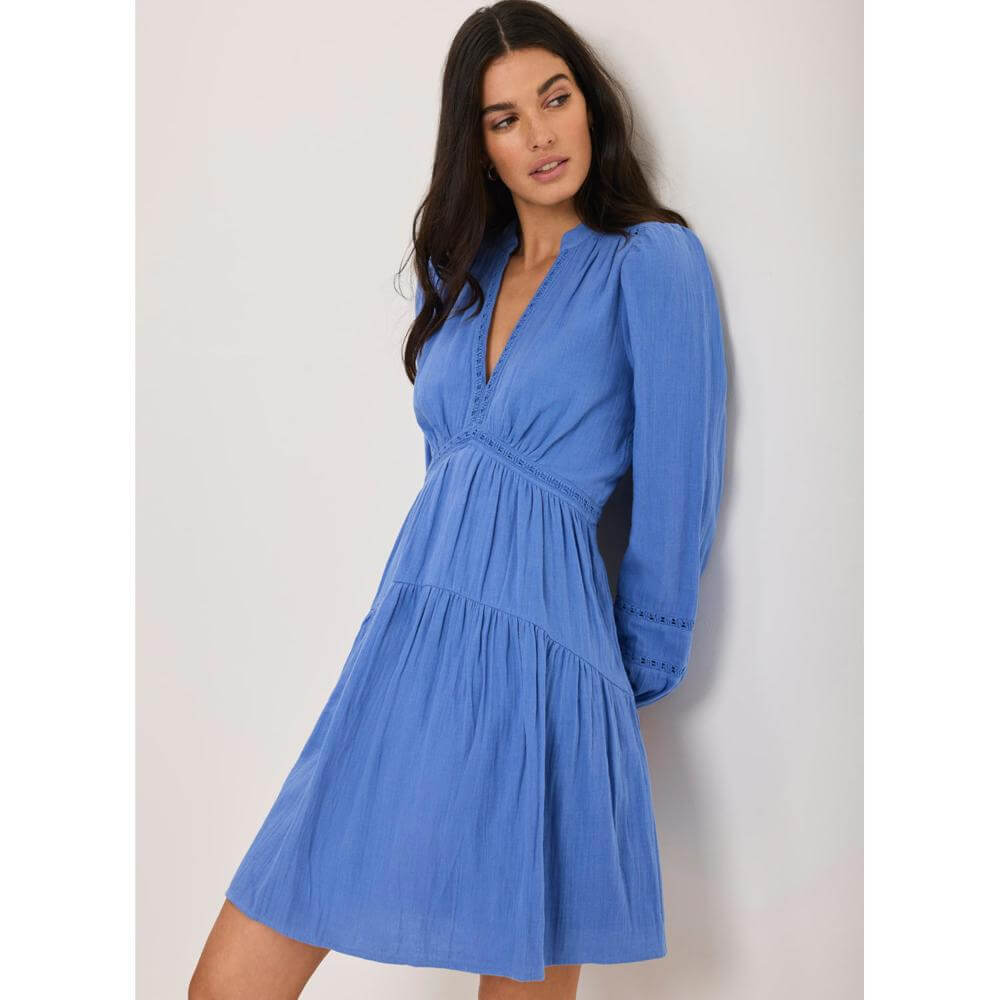 Mint Velvet Blue Cotton Mini Dress